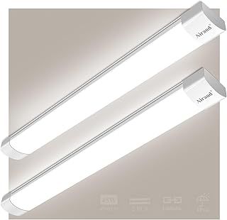 2 Pcs Led Batten Light 5ft Tube Light 150CM 45W 4500LM IP66 Waterproof Airand Linkable Ceiling Light Natural White for Garage Office Workshop Cellar Shop Basement Bathroom Kitchen Hotel Indoor Outdoor