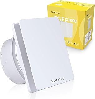 Bathroom Fan 100 mm, Extractor Fan Quiet with Backflow Flap, 12 W Powerful Wall Fan for Kitchen, Bathroom, Greenhouse, Garage (100B)
