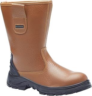 Blackrock S1-P SRC Safety Rigger Work Boots, Mens Womens Steel Toe Cap Tan Leather, Working Boots, Safety Shoes, Protective Midsole, Gardening, Work & Utility Footwear, Construction - Size 9
