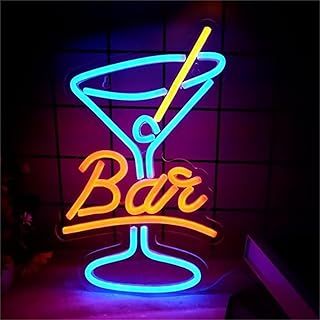 Cocktail Bar Neon Sign, Bar Neon Light Sign, Martini Glasss Neon Bar Signs for Home Bar, USB Powered Bar Light Signs for Pub Club Party Hotel Restaurant Wedding Wall Decor