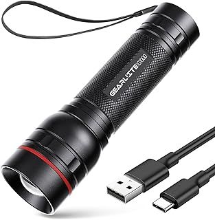 Rechargeable LED Torch, 2000LM Torches LED Super Bright with 3 Modes, Portable Small Torch with Battery, Waterproof Flashlight Zoomable for Power Cut, Emergency, Camping, Hiking, Outdoor