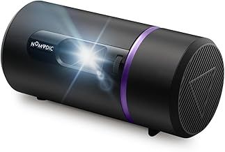 R150 Mini Projector, Portable Projector with 90 Degree Rotating Lens, Built-in Battery for 4hrs Movie, 6W Speaker, 100" Screen, Outdoor Portable Projector with Carry Case