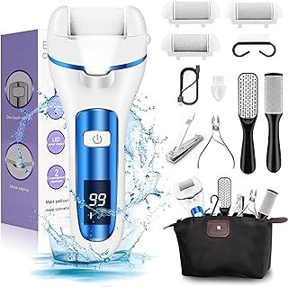 Hard Skin Remover Foot File Electric, Ratukall Rechargeable Dry Skin Remover for Feet, Professional Pedicure Tools Foot Scrubber Care Kit with Storage Bag for Dead Skin Cracked Corn Heels Calluses