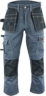 Men Pro Builder Work Trousers Black & Grey - Heavy Duty Safety Combat Cargo Pants - Multi Pockets - Knee Pad Pockets - Triple Stitched - Durable Workwear (30W to 42W)