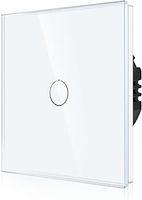 CNBINGO 1-Way Touch Light Switch - White Wall Switch with Glass Panel and Status LED Backlight - No Neutral Wire Required - 1 Gang
