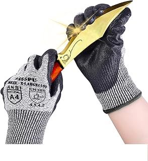 Donfri Cut Resistant Gloves High Performance Level 5 Protection Safety Work Gloves for Men Comfortable PU Coated Palm Cut Proof Gloves Gardening Food Grade Non-slip Machine Washable (1, XL)