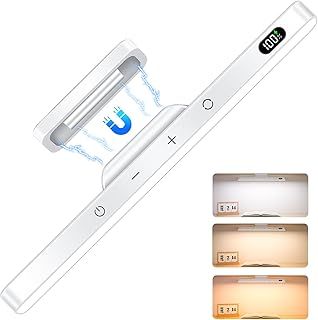 Ferswe 3W Dimmable Under Cabinet Kitchen Lights,Wardrobe Lights Adjustable 3 Colors,120 LED Stick On Mirror Lights,2000mAh Rechargeable Battery Display Lights for Cupboard,Closet,Makeup,Bedroom,Wall