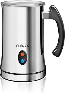 Milk Frother,CHINYA Electric Milk Frother with Hot or Cold Functionality, Foam Maker, Silver Stainless Steel, Automatic Milk Frother and Warmer for Coffee, Cappuccino and Macchiato (Silver)