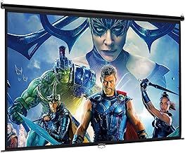 INMOZATA Pull Down Projector Screen 100 inch/221x124cm Wall & Ceiling Mounted HD Projection Screen with 16:9 Ratio Matte White Screen for Home School Cinema Theater Outdoor Indoor Public Display-Black