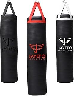 Jayefo Sports Punching Bag - Hanging Boxing Bag for MMA, Karate, Judo, Muay Thai, Kickboxing, Self Defense Training for Training at Home or Gym - Unfilled Heavy Bag 70 to 100 lbs - Black