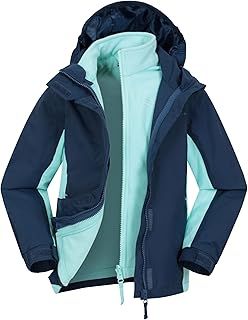 Mountain Warehouse Lightning 3 in 1 Kids Waterproof Jacket - Taped Seams Triclimate Jacket, Detachable Hood, Inner Fleece Kids Coat - For Walking, Hiking