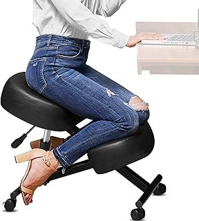 Himimi Kneeling Chair Ergonomic with Thick Memory Foam Cushion, Height Adjustable Office Stool, Knee Support Chair to Relieve Back Pain & Improve Posture, Brake Casters, for Home&Office