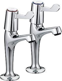 Bristan VAL HNK C CD Value Lever High Neck Pillar Kitchen Sink Taps with 3" (76mm) Levers, Chrome