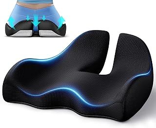 Benazcap X Large Memory Seat Cushion for Office Chair Ergonomic Cushions Pad Pillow for Pressure Relief Sciatica & Pain Relief Memory Foam for Long Sitting for Gaming Chair and Car Seat Black