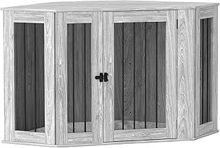 PawHut 2 in 1 Dog Crate Furniture, Side Table Dog Kennel with Cushion, Large Door, for Large Dogs - Grey
