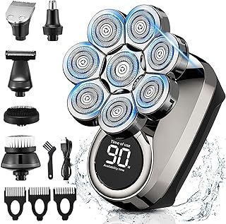 Electric Head Shaver for Men, 8D Upgraded 6-in-1 Bald Waterproof Wet/Dry Razor Beard Grooming Kit Cordless Rechargeable