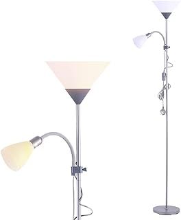 INMOZATA Standard Lamps Living Room, Uplighter Floor Lamp, Modern Mother & Child Tall Floor Lamp for Living Room, Bedroom, Lounge, Office(Silver)