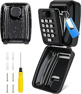 PAIRIER Key Safe Wall Mounted, Key Lock Box Outdoor Waterproof Extra Large Key Box Police Approved Lockbox 12-Digit Combination Key Storage Box with Weatherproof Cover for Home Garage School Office