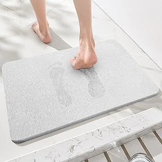 Lavieva Diatomite Stone Bath Mat, Diatomaceous Earth Bath Mat 45x35cm, Super Absorbent Quick Drying Bathstone Bathmat Rugs Non-Slip Mat, Bathroom Floor Shower Mat, Kitchen Absorbent Pad