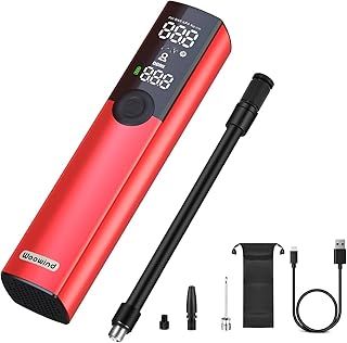 Woowind BP188 Electric Bike Pump Presta Valve And Schrader, Air Pump Tyre Inflator For Bikes, Motorcycle, Auto Shut-off 120~150PSI and Rechargeable