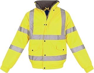 Hi Vis Viz Visibility Bomber Workwear Security Safety Fluorescent Hooded Padded Waterproof Work Wear Jacket Coat