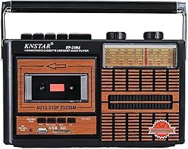 Lychee Boombox Portable Retro Cassette Tape Player and Recorder with AM/FM/SW1-2 Four Bands Radio,Built-In Speaker,3.5mm Headphone Jack,Support SD/USB Input (Brown F319U)