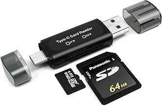 SD Card Reader, 4-in-1 USB C SD Card Reader Dual Slot OTG Memory Card Adapter for TF/Micro SD/SD/SDXC/Micro SDXC/Micro SDHC Memory Cards (Black)