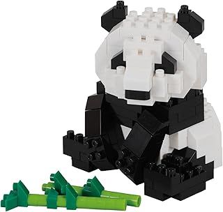 nanoblock Bandai Giant Panda Mini Figure Brick Building Set Animal Panda with Bamboo Pixel NBC328