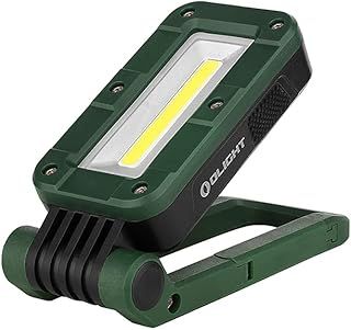 OLIGHT Swivel COB Working Lamp Rechargeable 400 Lumens with Magnetic Base and Hanging Hook, 180° Adjustable Stand and 2 Light Levels Worklight for Grill, Camping and Emergency (Moss Green)