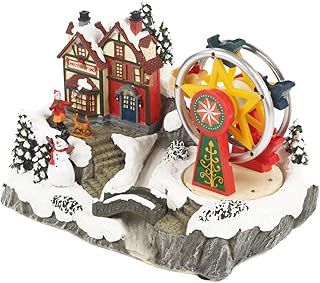 The Christmas Workshop 81360 Christmas Village With Revolving Ferris Wheel / Light Up Christmas Decoration / 10 x Multi-Coloured LED Lights / 26cm x 17cm x 17cm