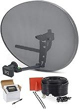 SSL Satellites Zone 2 Satellite Dish Quad LNB + 20 Meter Black RG6 Cable FTA Signal Pointer Satellite SKY, SKY+, HD, Freesat TV Signal Finder Caravan Motorhome Satellite System Box Kit