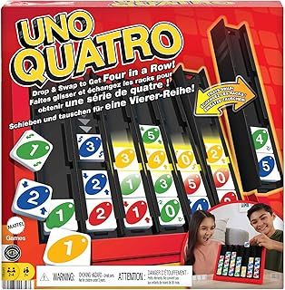 Mattel Games UNO Quatro, Family Board Game for Kids and Adults for Family Game Night, Tile Game, Engaging Gift for Kids, 2 to 4 Players, Ages 7 and Up, HPF82