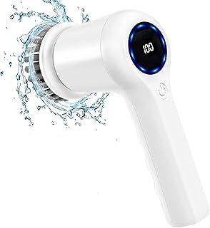 Electric Spin Scrubber,GRUTTI Power Scrubber Cordless Electric Shower Scrubber with Digital Display and 5 Replaceable Heads, 2 Adjustable Speeds,Cleaning Brush for Bathtub, Floor, Tile, Window