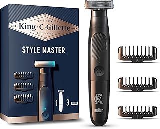 King C. Gillette Style Master, Beard Trimmer, Stubble Trimmer & Electric Shaver with One 4D Blade, Electric Razor for Men with 3 Comb Attachments