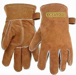 Cosystove Genuine Full Leather Heavy Duty Heat Resistant Gloves for Woodburner, Multi-Fuel Stoves Heavy Duty Safety Gauntlet Also for BBQs Pizza Ovens