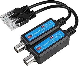 Coax to Ethernet Adapter, 1 Pair 10 / 100mbps Ethernet Over Coax Passive IP Network Coaxial Transmitter Receiver Extender Video Baluns Transceiver, for IP NVR Camera Surveillance System