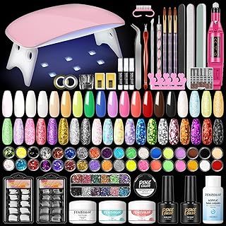 Full Acrylic Nail Kit with Lamp and Drill - Starter Set, Pink, White, Clear Acrylic Powder and Monomer Liquid, Nail Tips, Brush, Extension Kit for Beginners Gift for Women DIY