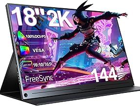 UPERFECT Gaming Monitor 144Hz 18 Inch Portable Monitor 2K 2560x1600 with Freesync/HDR/100% sRGB, Matte Monitor with IPS /16:10 /300Nit HDMI/Type-C, Extend Monitor for PC/Laptop/PS/Phone