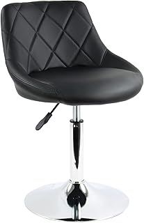 PU Leather Low Bar Chair Height Adjustable Swivel Check Backrest Semi-enclosed Backrest for Barber Shop Counter Home Kitchen Front Desk Cashier Beauty Salon Breakfast Bar Stool(Black)