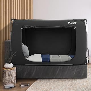 BORNA Bed Tent Bed Canopy Twin Size, Portable Sleeping Tents Dream Tents Indoor for Kids and Adult, Breathable Privacy Space on Bed with Three Doors (Mattress Not Included)