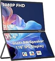 MINISFORUM Laptop Screen Extender, 15.6'' 1080P FHD IPS Dual Portable Monitor for Laptop, 45% NTSC, 180°Rotation, Built-in Speakers, USB-C/HDMI, VESA Mountable(Mac/Win)