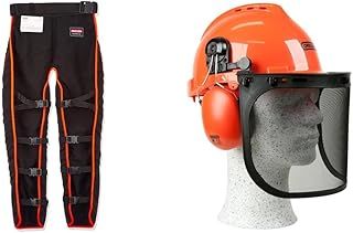 Oregon Universal Type A Chainsaw Safety Leggings & Yukon Chainsaw Safety Helmet with Protective Ear Muff and Mesh Visor, Impact Resistant Comfortable Hard Hat Safety Protection Equipment