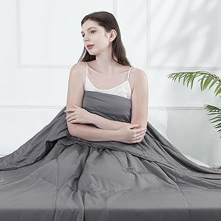 Elegear Cooling Quilt For Naked Sleepers or Night Sweats, Q-Max 0.5 Arc-Chill 3.0 Summer Cool Fiber Duvet for Travel, Adult and Hot Sleepers, Softness, Comfort, 150x200cm, Single Bed Size, Dark Gray