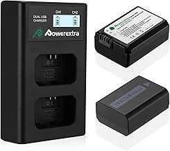 Powerextra NP-FW50 Battery 1500mAh 2 Pack and Dual LCD USB Charger,Compatible with Sony Alpha A6000,A6500,A6300,A7s,A7,A7II,A7SII,A5100,A5000,A7R,NEX 3/5/7,Replacement SonyBattery