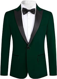 Allthemen Mens Suits Blazer Slim Fit Velvet One Button Suit Tuxedo Jacket