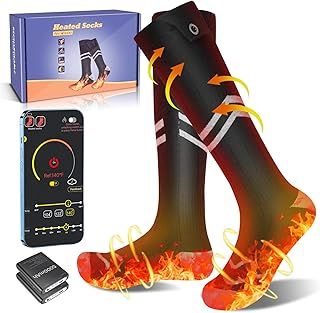 5000mAh Heated Socks for Men Women with APP Control, Electric Heating Socks for Winter Hunting Skiing Cycling, Battery Heated Socks Rechargeable Foot Warmer Winter Socks