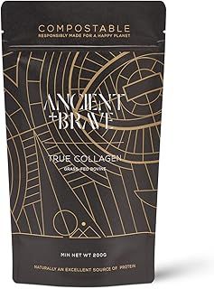 Ancient + Brave True Collagen 200g - Grass-Fed Bovine Collagen Powder - 100% Hydrolysed Collagen Peptides (Type 1) - High Protein, Fasting, Keto - Anti-Ageing, Skin, Hair & Nail Health