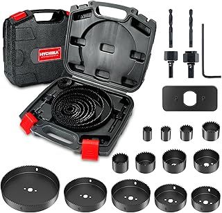 Hole Saws, HYCHIKA 19 PCS Hole Saw Set 9mm-152mm, Hole Cutter Perfect for Drilling Soft Wood, PVC Board and Plastic Plate, 2 Mandrels, 2 Drill Bits