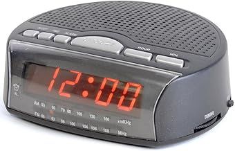 "Daybreak" Alarm Clock Radio with Buzz Alarm or Radio - Snooze Function - Sleep Timer - Rotary Tuning and Volume Controls - Mains Operated - AM / FM Radio - J2006BK - Black