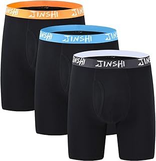 JINSHI Bamboo Underwear Boxers Long Boxer Briefs for Mens